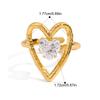 Yori Statement Heart White Cubic Zirconia Valentine's Day Open Ring for Women Tarnish Resistant Metal Attractive Jewelry