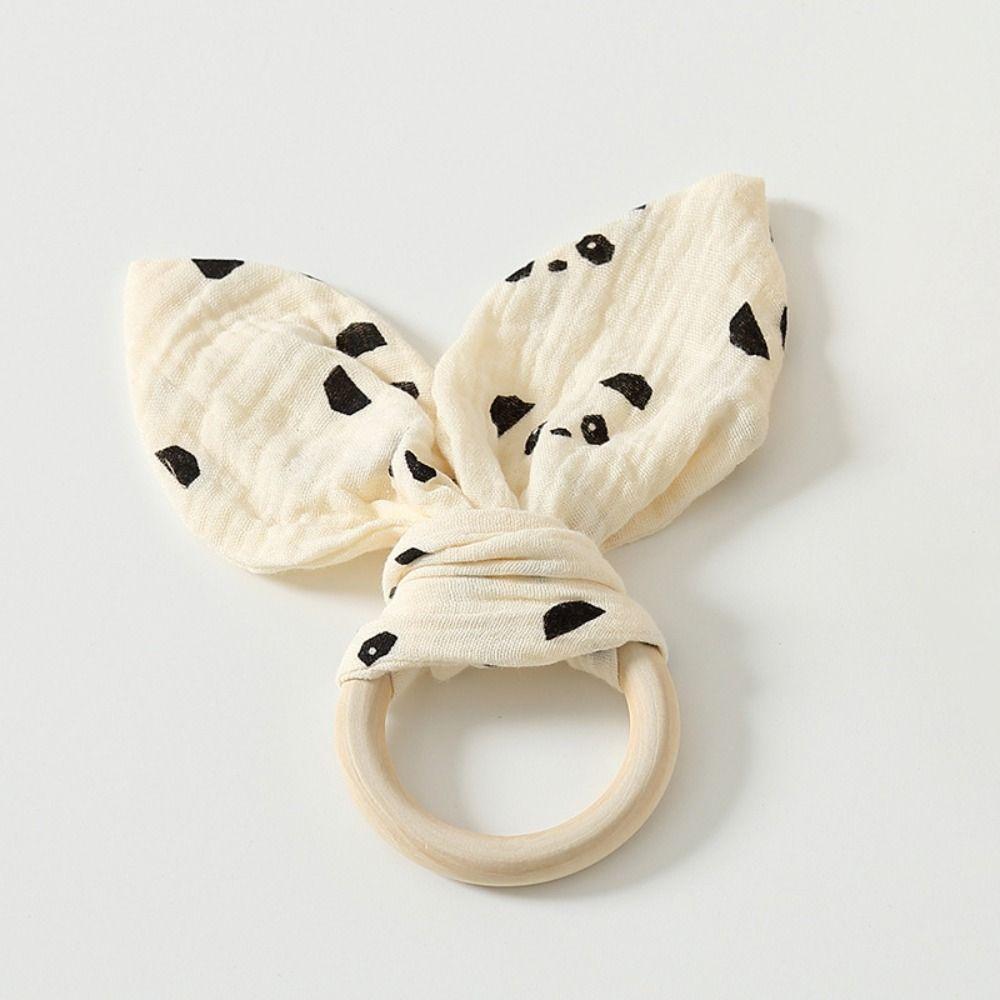 Natural Wooden Newborn Teething Ring Soft Chewing Appease Toy Baby Wooden Hand Grasp Toy  Sleep