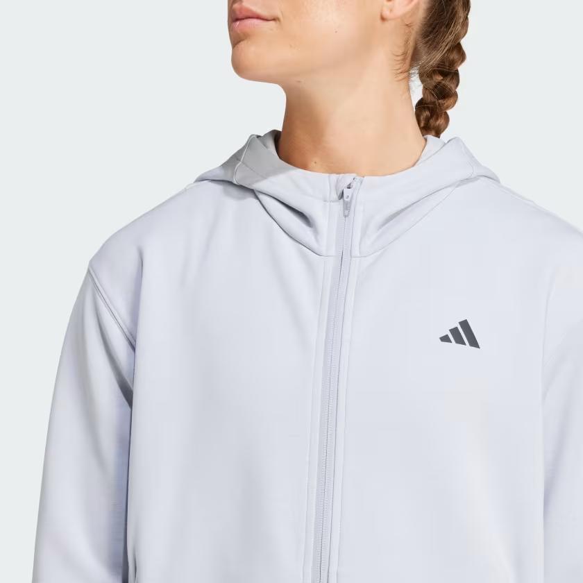 Adidas Дизайнерская 4Climacool Training, толстовка с капюшоном и застежкой-молнией, женская куртка, светло-серебристая JP2651