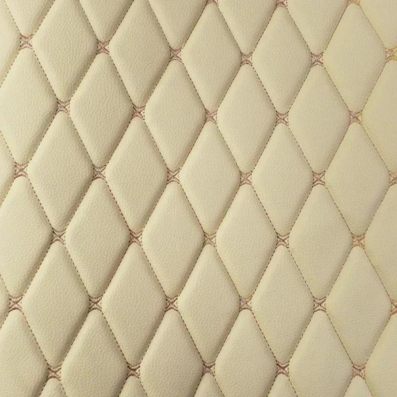 45*160см Ткань из синтетической кожи с подкладкой из губки 0,7мм Искусственная вышитая клетчатая ткань Отделка для украшения автомобильных сидений Рукоделие