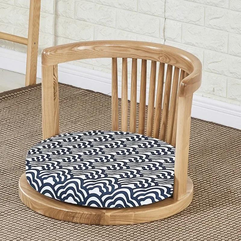 Японское кресло для медитации - с подлокотниками и поддержкой спины, традиционный азиатский напольный стиль татами, кресло из массива ясеня