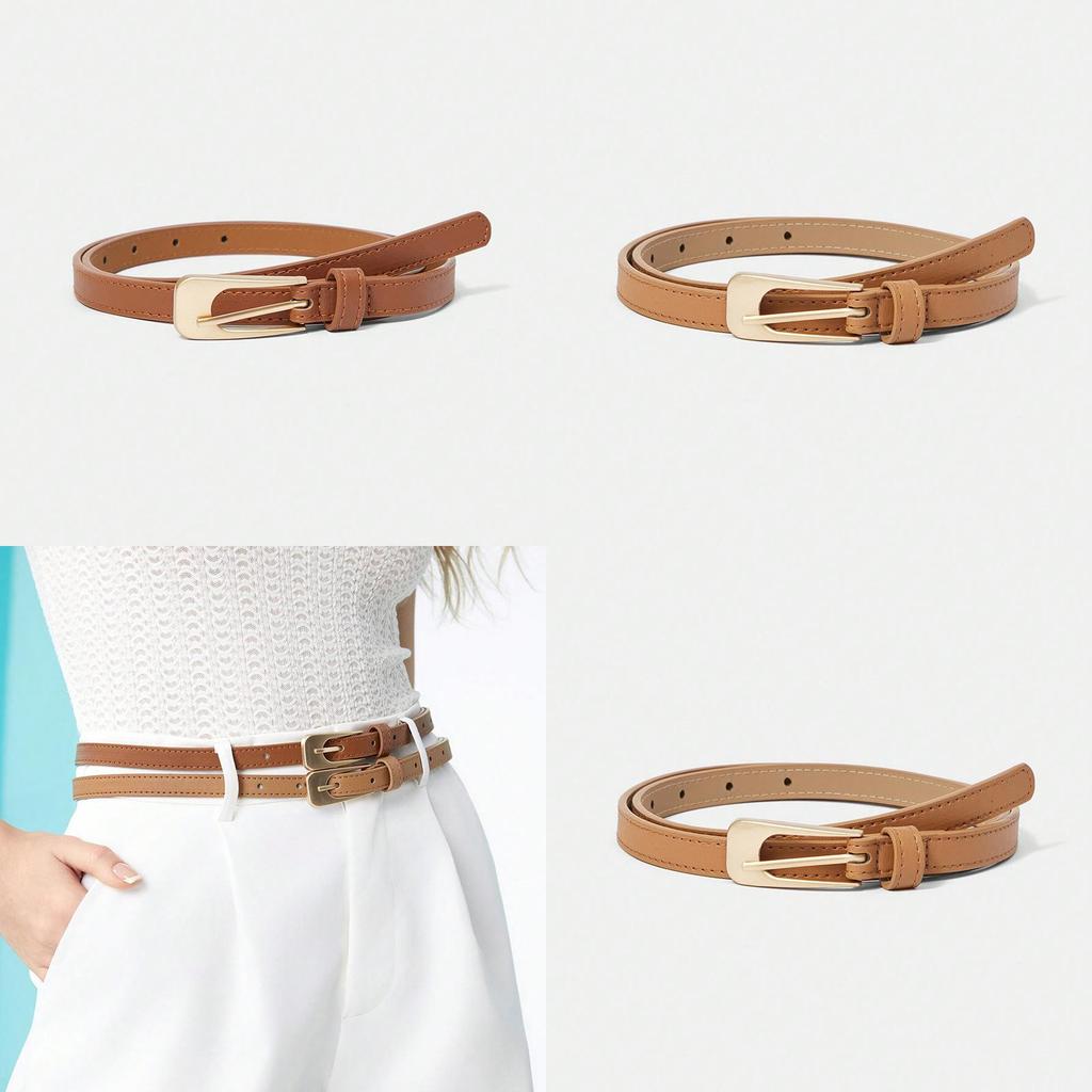 Womens Thin Pu Leather Belt With Pin Closure For Daily Wear And Business