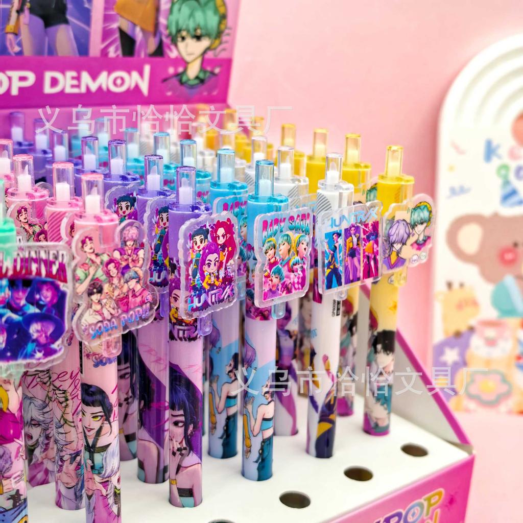 Kpop Demon Hunters 0.5mm Gel Pens Students Kawaii Stationery Cartoon Derivative Peripherals School Exam Pen Writing Painting