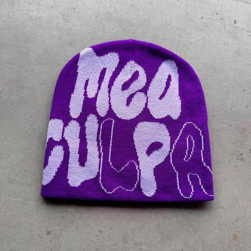 Knit Hat For Men And Women With Letter Pattern Warm Acrylic Winter Accessory