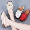 Women Height Increase Sandals Platform Loafers Red Slip On Slippers Casual Clogs Flower Leather White Shoes for Mother