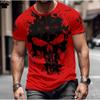Red Skull Print T-shirt Punk Style Unisex's Clothing Gothic Design Skull Graphic T Shirts Unisex's Short Sleeve Tee Skull T-shirt Tops
