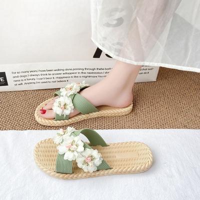 Плоские женские тапочки для улицы, пляжная обувь для женщин, сандалии с цветами, дешевая ликвидация, уникальные шлепанцы, нескользящие, 39 размер, распродажа обуви