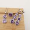 Three-piece Set European and American Style Amethyst Zircon Gourd Round Pendant Earrings Ring Fashion Commuter