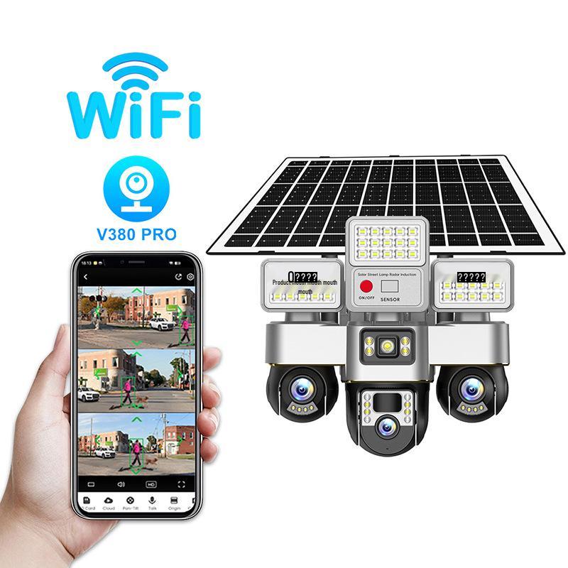 P30 V380 Solar 4G Wireless Camera: Three-Lens, Three-Screen, Low Power Consumption Yard Monitor.