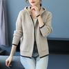 Women's Knitted Wool Hooded Coat with Zipper, Cashmere Sweater, Loose Short Cardigan, Long Sleeve, New Tops, Fall, Winter, 2023