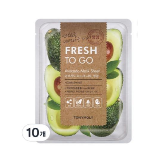 TONYMOLY Fresh To Go Avocado Mask Sheet Nourishing Moisture Care 10pcs