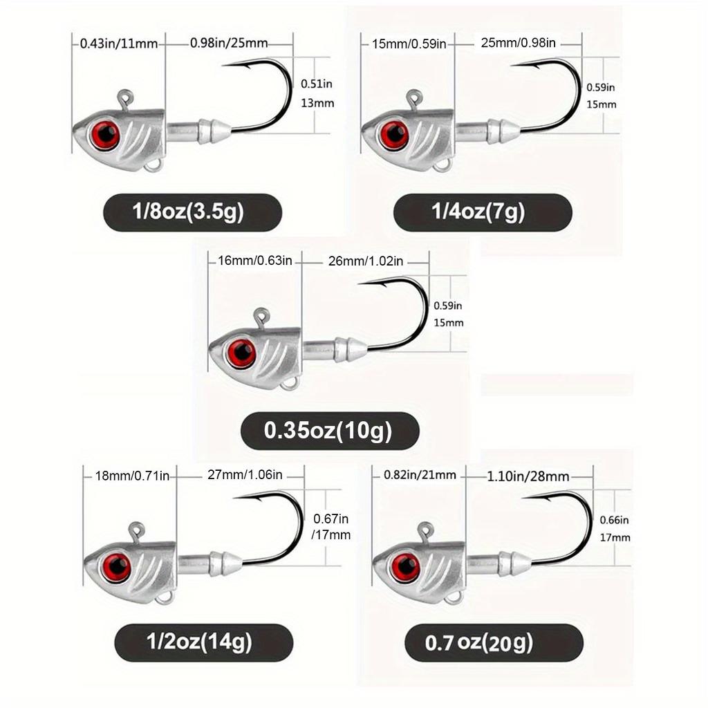 5 шт. джиг-головок для свимбейтов для пресноводной и морской рыбалки - Дизайн головки в виде малька для усиления привлекательности и мощности подсечки