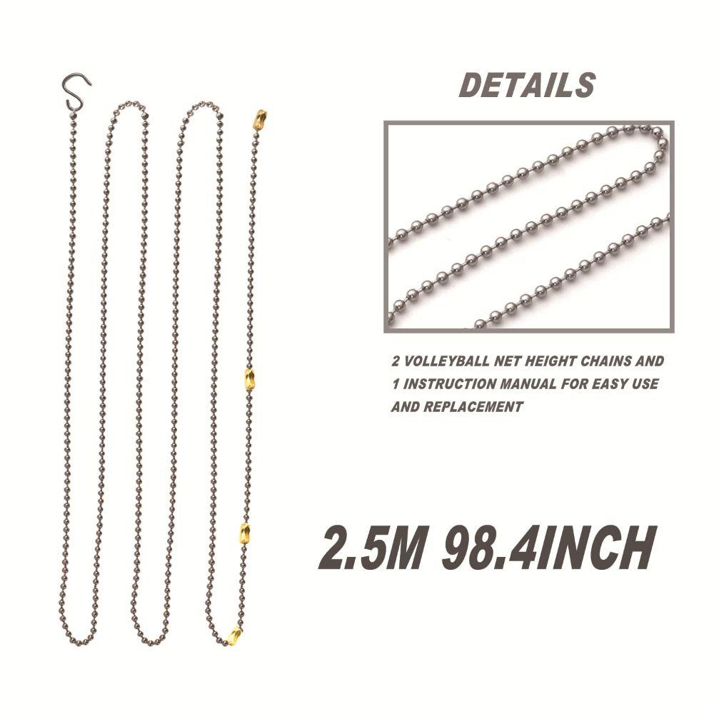 Измерительный инструмент для волейбольной сетки, высота цепи 2,5 м/8,2 фута, волейбольная цепь, волейбольные матчи