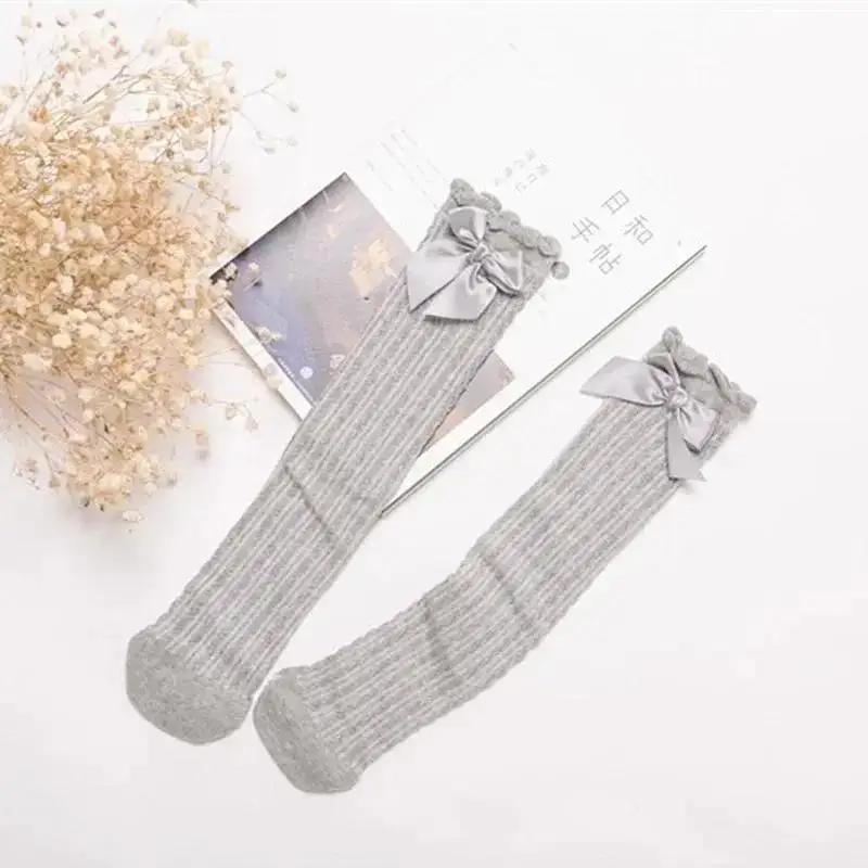 1 Pair Children's Leg Warm Socks Bowknot Bubble Mouth High Tube Knee High Thin Section No Heel Pods Baby Clothing Accessories