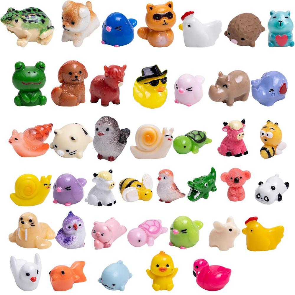 41Pcs Mini Resin Animal Figures Little Miniature Animal for Micro Fairy Garden Landscape Accessories Dollhouse Crafts Decor