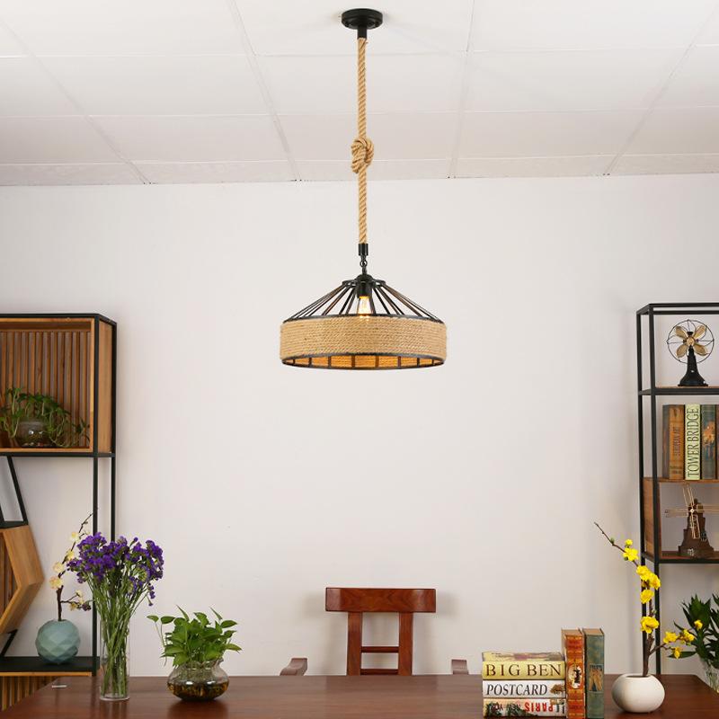 Диаметр 30 смКлассический подвесной светильник из пеньковой веревки Подвесная люстра для потолочной люстры Классический Антикварный Индустриальный Железный Свет для столовой