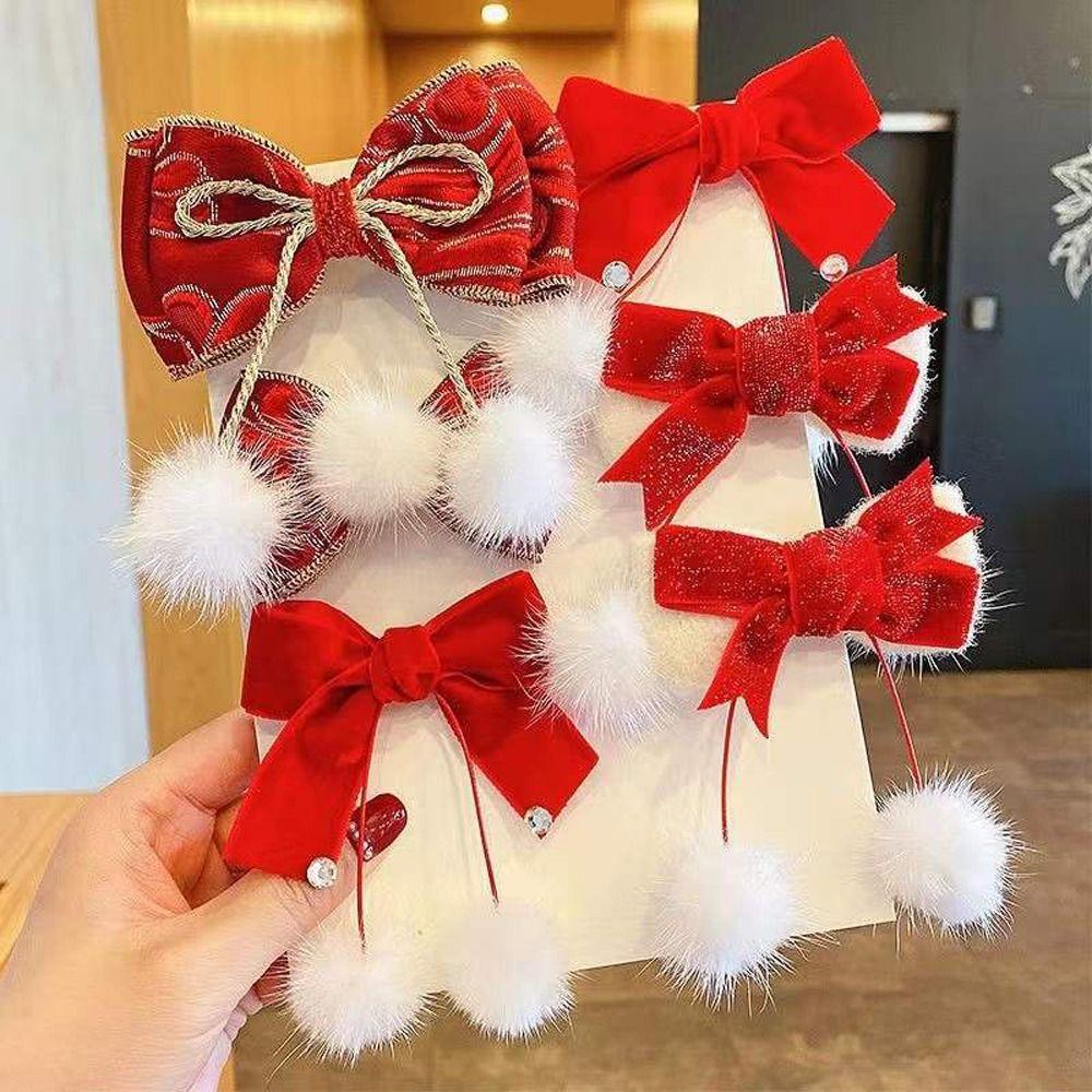 Headwear Pompoms Hanfu Headdress Bow Hairpin Hair Accessories Baby Wig Barrette Children Hair Clip