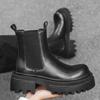 Mens Luxury Fashion Stage Nightclub High Chelsea Boots Black Trendy Original Leather Shoes Cowboy Platform Boot Cool Ankle Botas