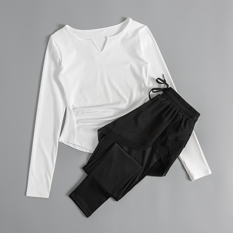 Женский быстросохнущий костюм для йоги 2024 года: Осенне-зимняя спортивная одежда для бега, пилатеса и фитнеса