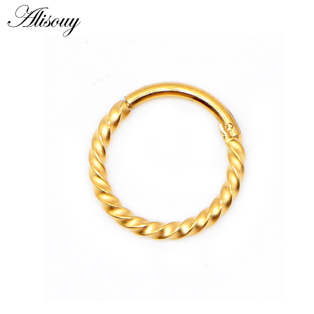Alisouy 1PC 8-10mm 16g Stainless Steel Hinged Segment Clicker Ring Nose Septum Piercing Helix Cartilage Daith Twist Body Jewelry