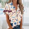Women's Short Sleeved Shirt, Daily Fashion Printed Button Top, Chest Pocket Cardigan