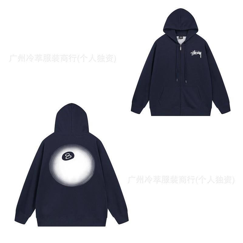 Unisex Hooded Zip-Up Fleece-Lined Sweatshirt With Letter Print Loose Fit Cotton Long Sleeve Men Women
