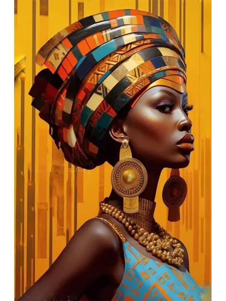 Абстрактный африканский черный женский портрет 5DDIY Алмазная живопись Искусство вышивка крестом Африканская девушка Картина Украшение гостиной