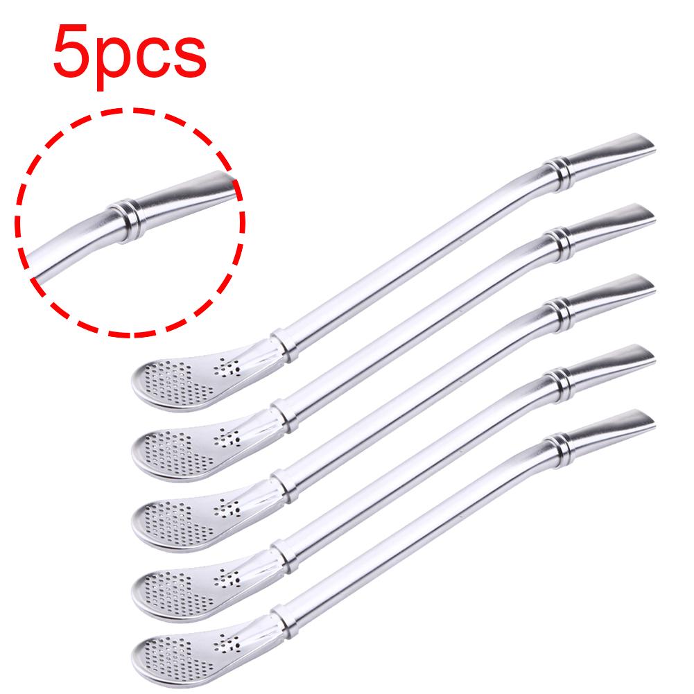 Drinking Straw Filter Handmade Stainless Steel Drinking Straw Spoon Tea Filter Grass Matte Tea Straws Bulb Pumpkin Reusable Tea