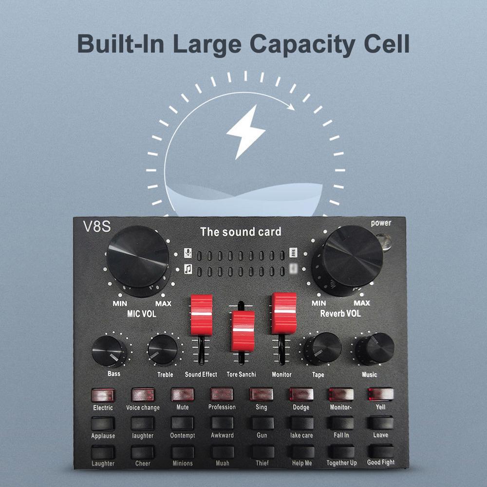 V8S адаптер потокового звука для телефона, ноутбука, микрофона, многофункциональный, высокое качество звука