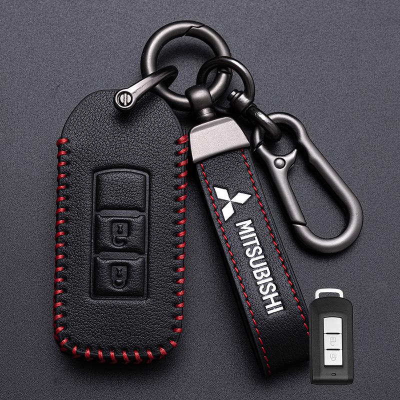 Car Key Case Cover Keyless Leather Shell for Mitsubishi Outlander Lancer Eclipse Mirage Xpander ASX Pajero Cross Montero Eclipse