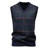 Мужской зимний флисовый жилет в клетку, пуловер, мужской свитер-жилет без рукавов свободного кроя