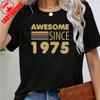 Vintage 1975 Funny 50Th Birthday Gifts 50 Years Old Retro Print TShirt Short Sleeve Crew Neck Casual Top for Summer  Spring