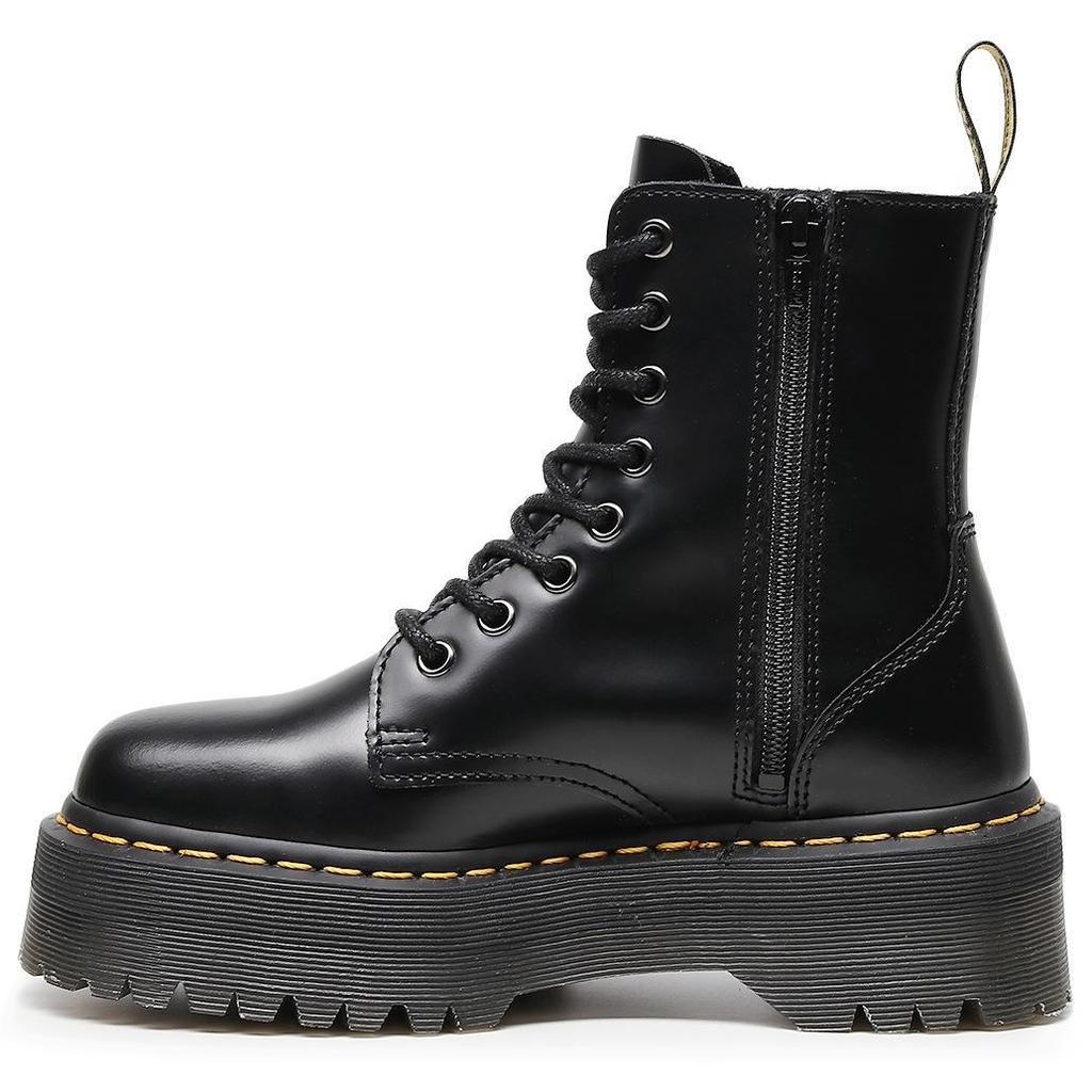 European & American 8-Hole Thick-Soled Motorcycle Boots, Women's British Style, Side Zipper, Platform Lace-Up Ankle Work Boots.