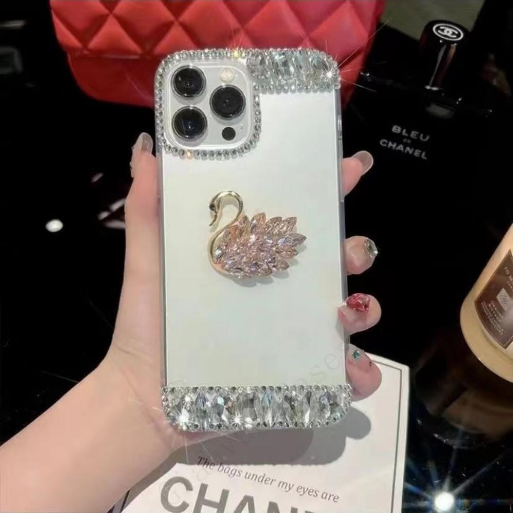 Diamond Perfume Pearl Crystal Swan Case For Samsung Galaxy S23 S22 Ultra S21 Plus S20 FE A14 A34 A54 A13 A33 A23 A53 A32 A52 A22 A51 A12 Diamond Cover
