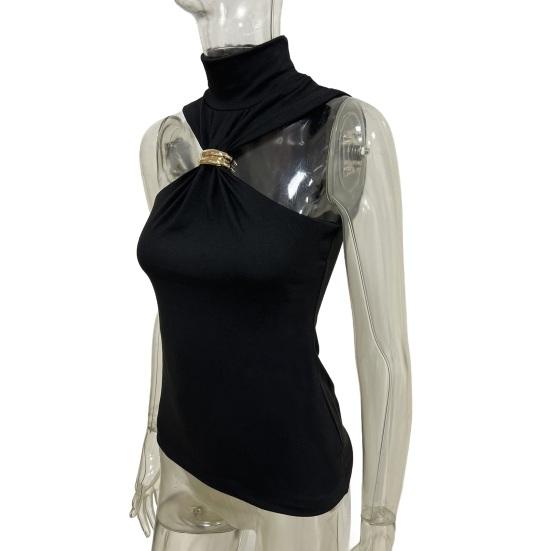 Женские топы с высоким воротником и рукавами, однотонные, эластичные, облегающие