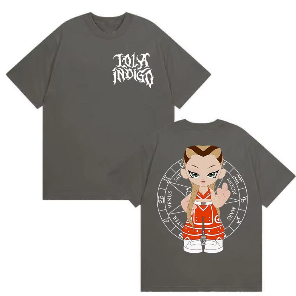 Singer Lola Indigo Tour 2025 Merch T-Shirt Men Women Harajuku High Quality Vintage T-shirts Casual Oversized Cotton Tops T Shirt