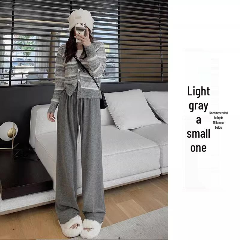 Брюки с высокой талией и широкими штанинами из мягкой пуховой ткани для женщин, повседневный стиль для весны и осени