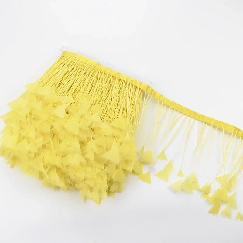 2Meters Colored Turkey Feathers On Tape Tassel Fringe Trim Decoration White Black Ribbon Sewing Dress Flecos Handicrafts Decor