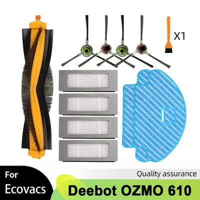 Запасные части и аксессуары для робота-пылесоса Ecovacs Deebot OZMO 610: Основная щетка, боковая щетка, HEPA-фильтр, салфетка для мытья полов