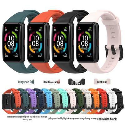 Сменный ремешок из ТПУ-резины для Huawei и Honor Band 6 с защитным браслетом (Защитная пленка на экран не входит в комплект)