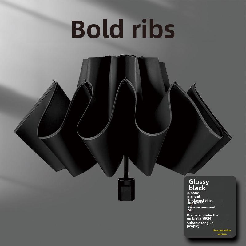 Retro Large Automatic Reverse Sunshade Umbrella for Men and Women - UV Protection for Sun and Rainy Days