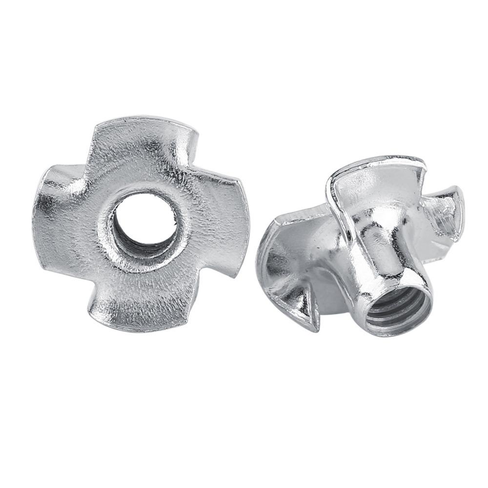 50pcs M3 Four Pronged Tee Nuts Zinc Plated Woodworking Fastener Furniture T Nut Furniture Fastener