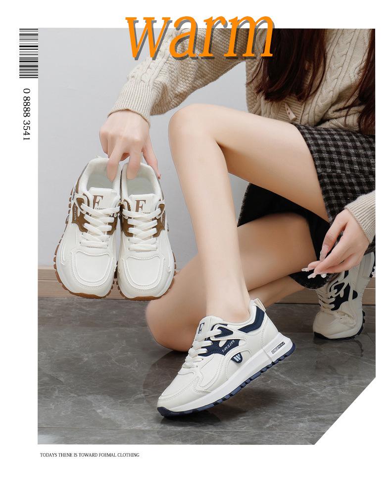 Флисовые утепленные спортивные туфли женские 2025 зима новые маленькие белые туфли женские универсальные нескользящие теплые женские хлопковые туфли 5162