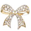 Miaomyao Cubic Zirconia Gold Elegant Ribbon Pearl Crystal Brooch Stole Pin Accessory for Women Birthday Gift [MiaoMiao]