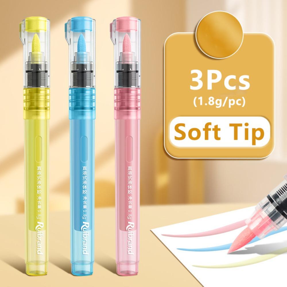 3Pcs Soft Tip Glue Pen No Leak Design Liquid Glue Pen Portable Adhesive Pen School Supplies