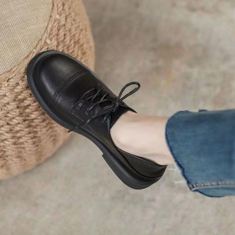 Узкие британские туфли на низком каблуке, женские туфли-лоферы на платформе с круглым носком, черные, рабочие, нефритовые