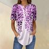 Short Sleeve Womens Tops Summer T-Shirts Floral Print V Neck Casual Basic Tee Button Shirts Tunic Tops