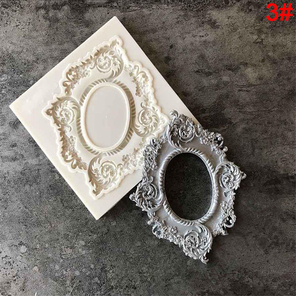 Украшение для выпечки Шоколад Античная зеркальная рама Силиконовая форма Бордюр Тиснение Мастика Форма для торта