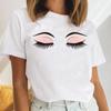 Tee Top Summer Unisex Print Fashion 90s Trend Eye Lashes Watercolor Sweet Tshirt FeUnisex Clothing Casual Short Sleeve Lady Graphic T-shirt