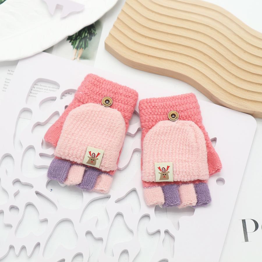 Kids' Winter Fingerless Flip-Top Writing Gloves – Warm Half-Finger Gloves for Boys & Girls